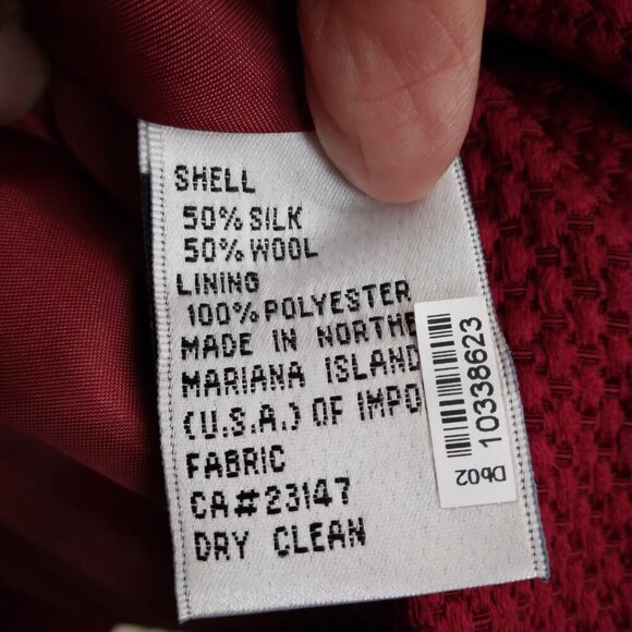 Talbots | Silk Wool Blend Blazer Jacket Cranberry Red | Size 12 - Picture 9 of 9